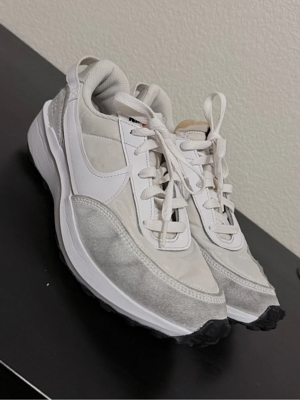 Nike Waffle Debut women’s White Sneakers with Orange Swoosh